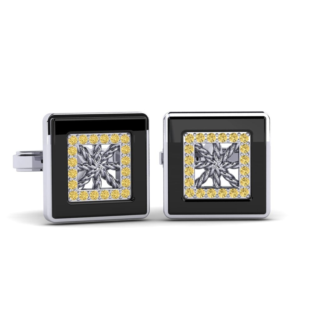 950 Palladium Yellow Diamond Cufflink Scotto
