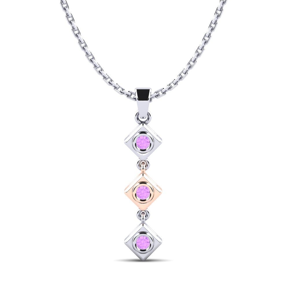 9k Oro Rosa & Blanco Amatista Colgante de Mujer Scuba