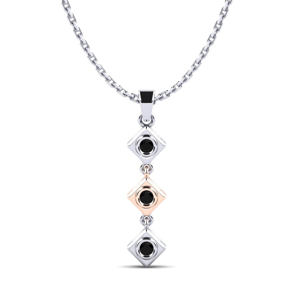 9k Oro Rosa & Blanco Ónix Negro Colgante de Mujer Scuba