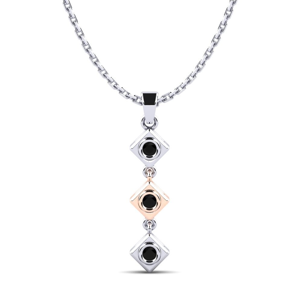 14k Oro Rosa & Blanco Zafiro negro Colgante de Mujer Scuba