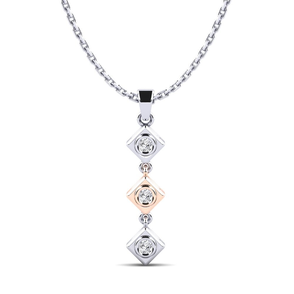 9k Oro Rosa & Blanco Diamante Colgante de Mujer Scuba