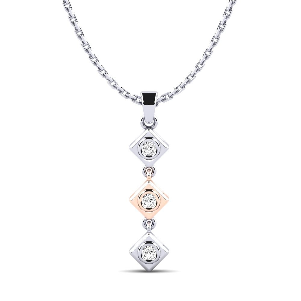 18k Oro Rosa & Blanco Moissanita Colgante de Mujer Scuba