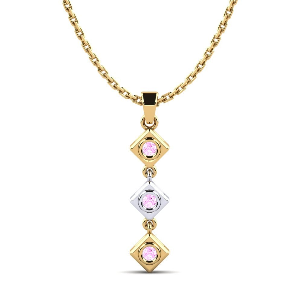 18k Oro Blanco & Amarillo Zafiro Rosado Colgante de Mujer Scuba