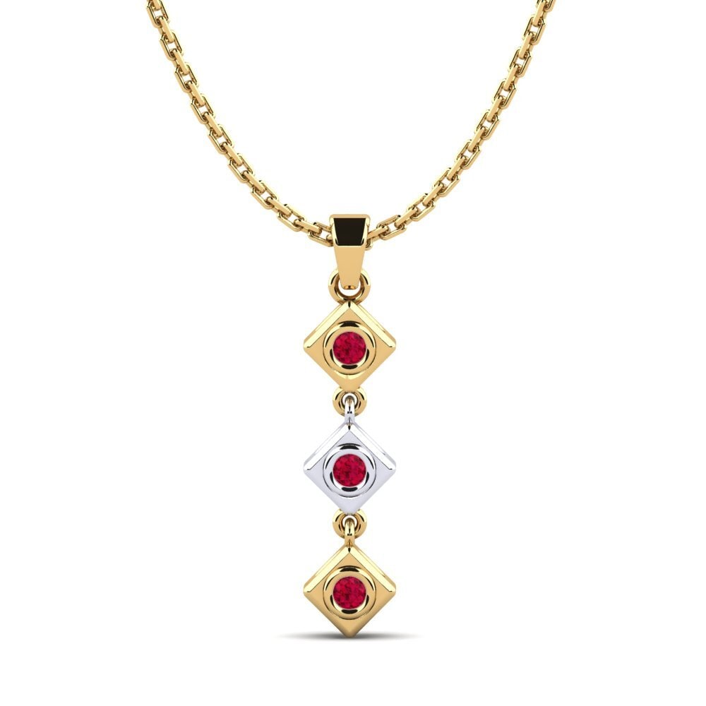 14k Oro Blanco & Amarillo Rubí Colgante de Mujer Scuba