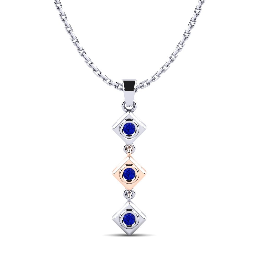 9k Oro Rosa & Blanco Zafiro Colgante de Mujer Scuba