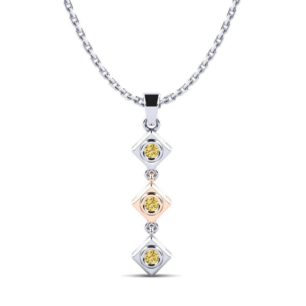 9k Oro Rosa & Blanco Diamante Amarillo Colgante de Mujer Scuba