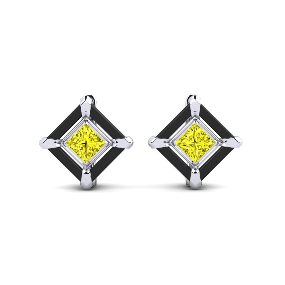 14ct White Gold Yellow Diamond Women's Earring Scudder