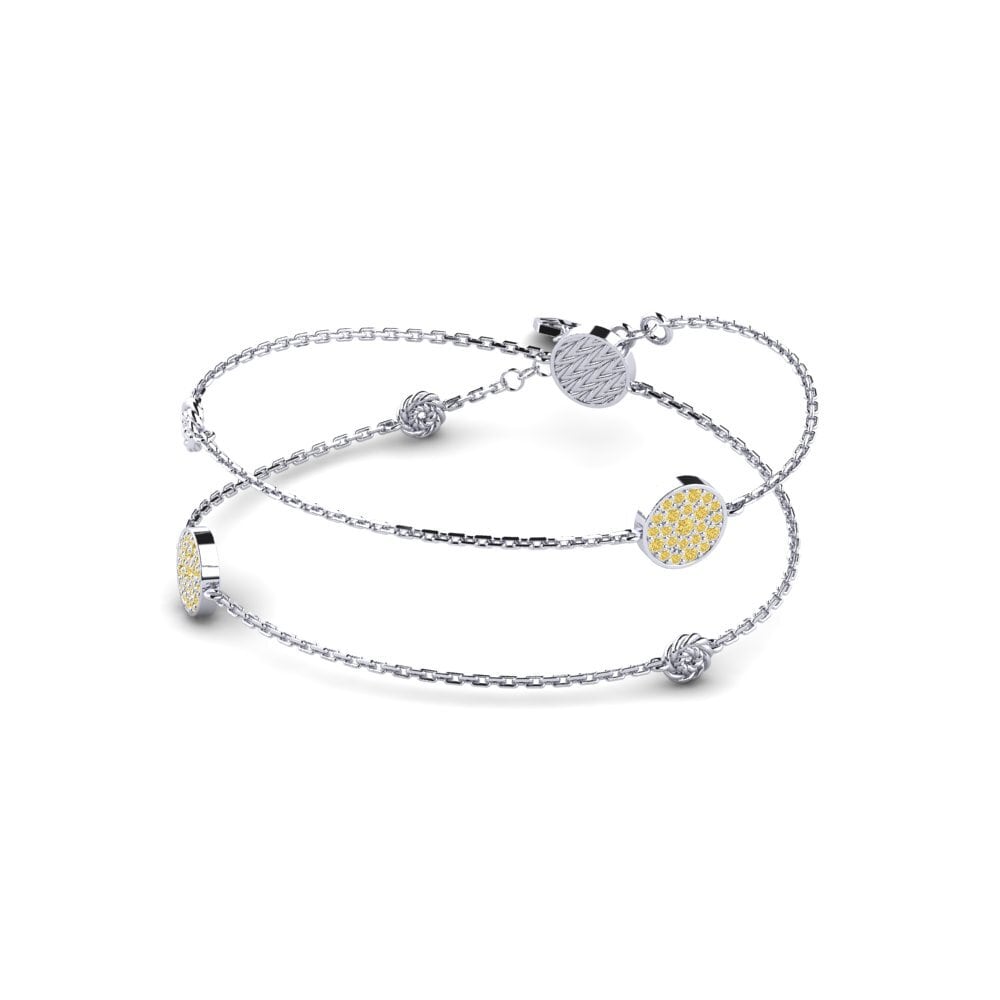 9ct White Gold Yellow Diamond Women's Necklace Scuttle