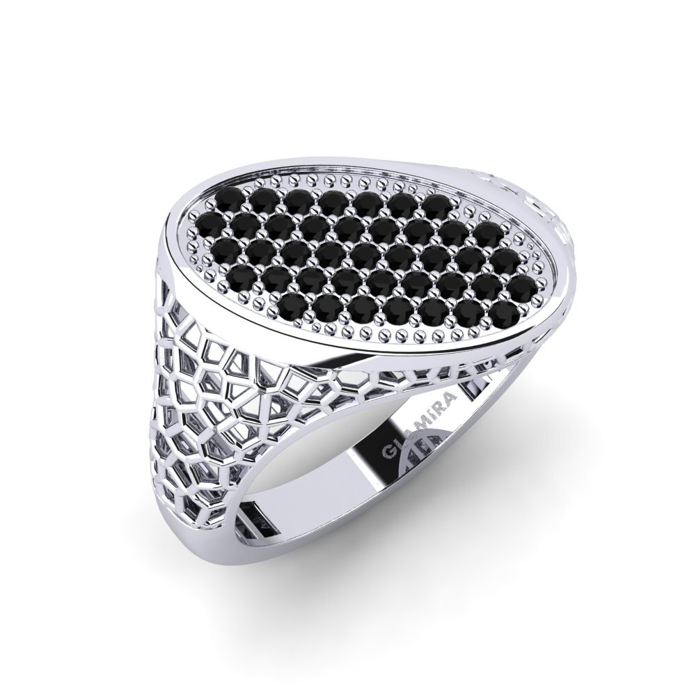Diamante Negro Anillo de dedo meñique para hombre Scyldiasa