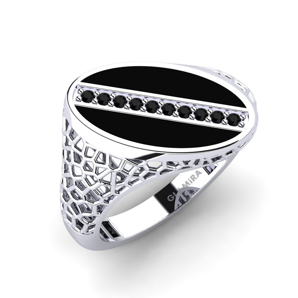 Diamante Negro Anillo de dedo meñique para hombre Scyldil