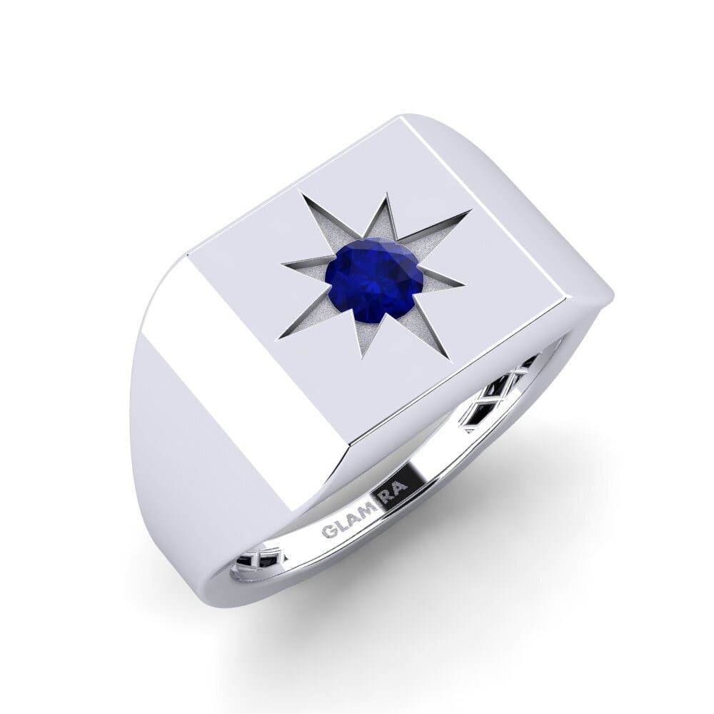 Zafiro Anillo de dedo meñique para hombre Seallen
