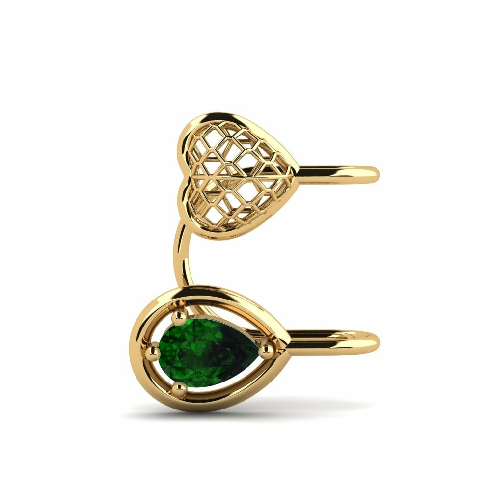 Brazalete de oreja Ear Cuffs Pendientes Searles Oro Amarillo 375 Turmalina verde