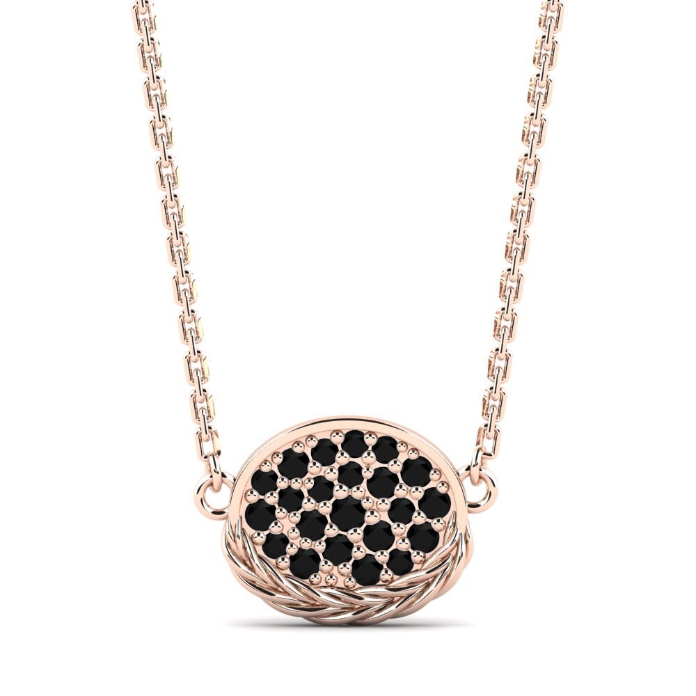 9ct Rose Gold Black Onyx Women's Necklace Secrecy