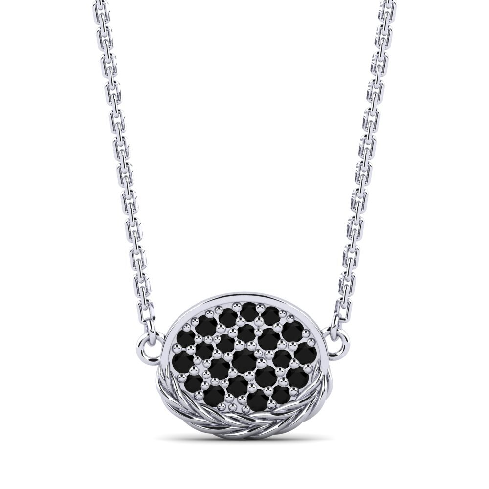 White Silver Black Diamond Women's Necklace Secrecy