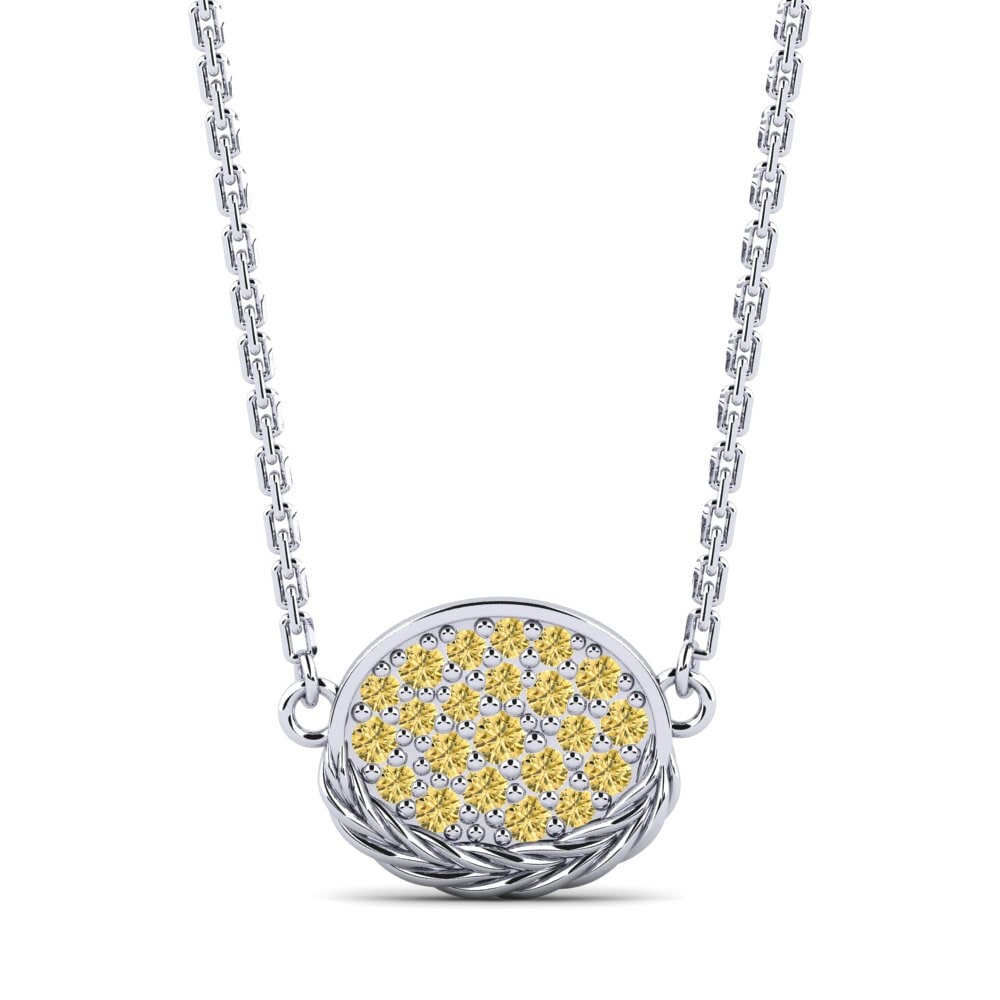 9ct White Gold Yellow Diamond Women's Necklace Secrecy