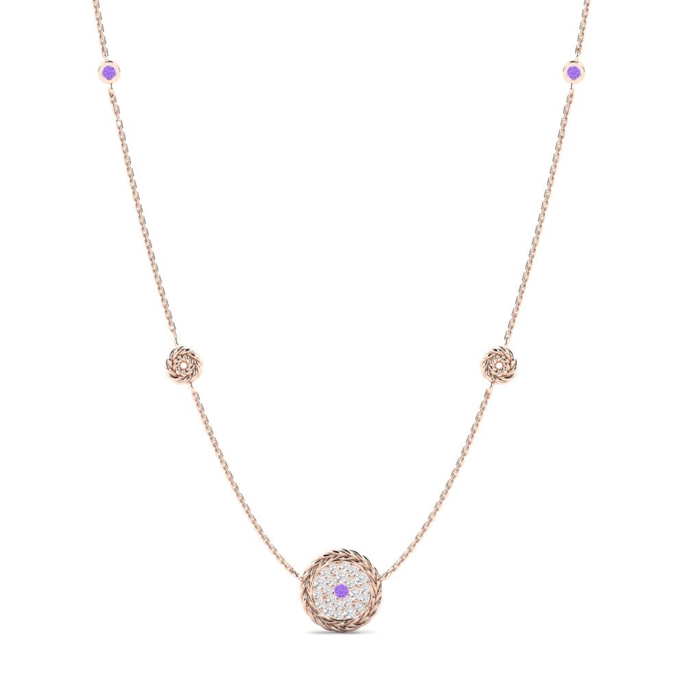 9ct Rose Gold Amethyst Women's Necklace Secretion