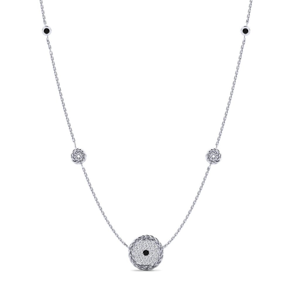 White Silver Black Diamond Women's Necklace Secretion