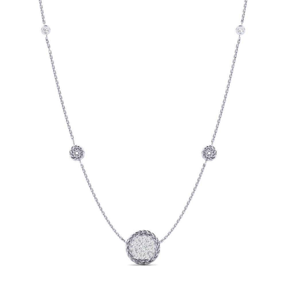 9ct White Gold Zirconia Women's Necklace Secretion