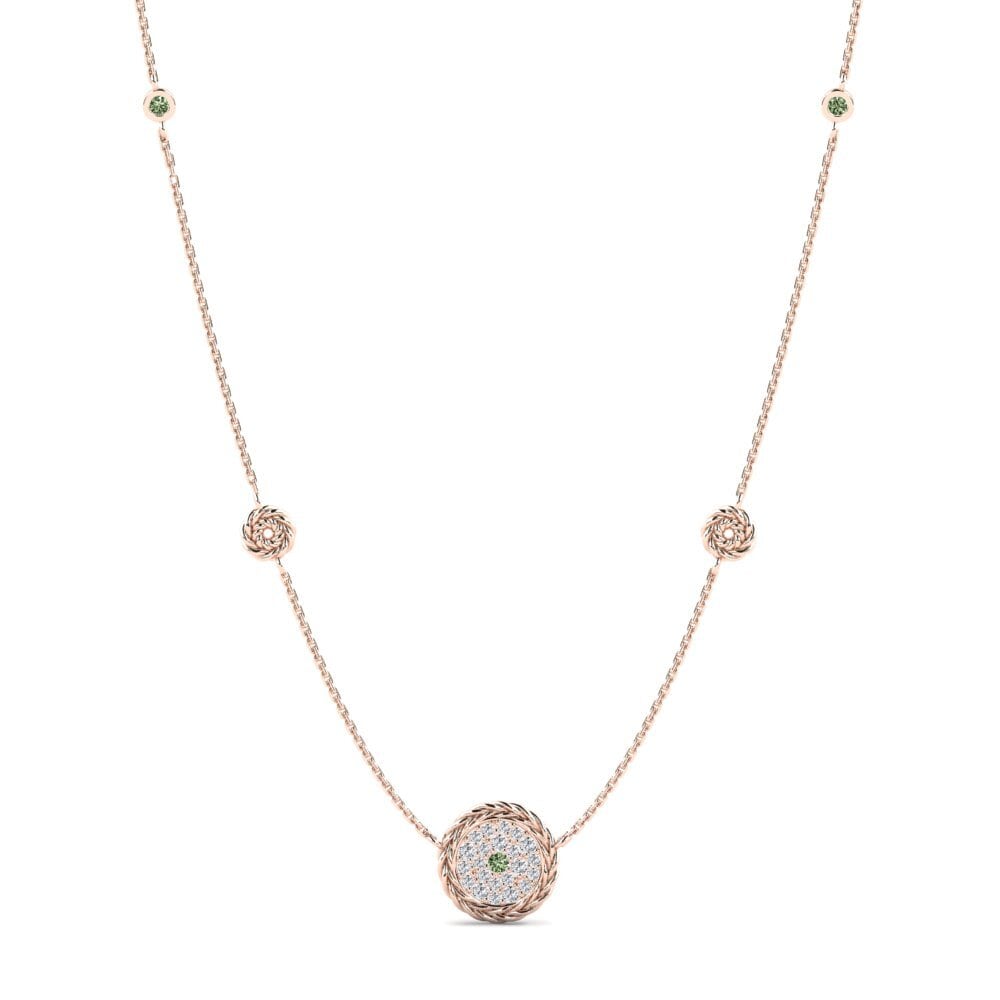 18ct Rose Gold Green Diamond Women's Necklace Secretion