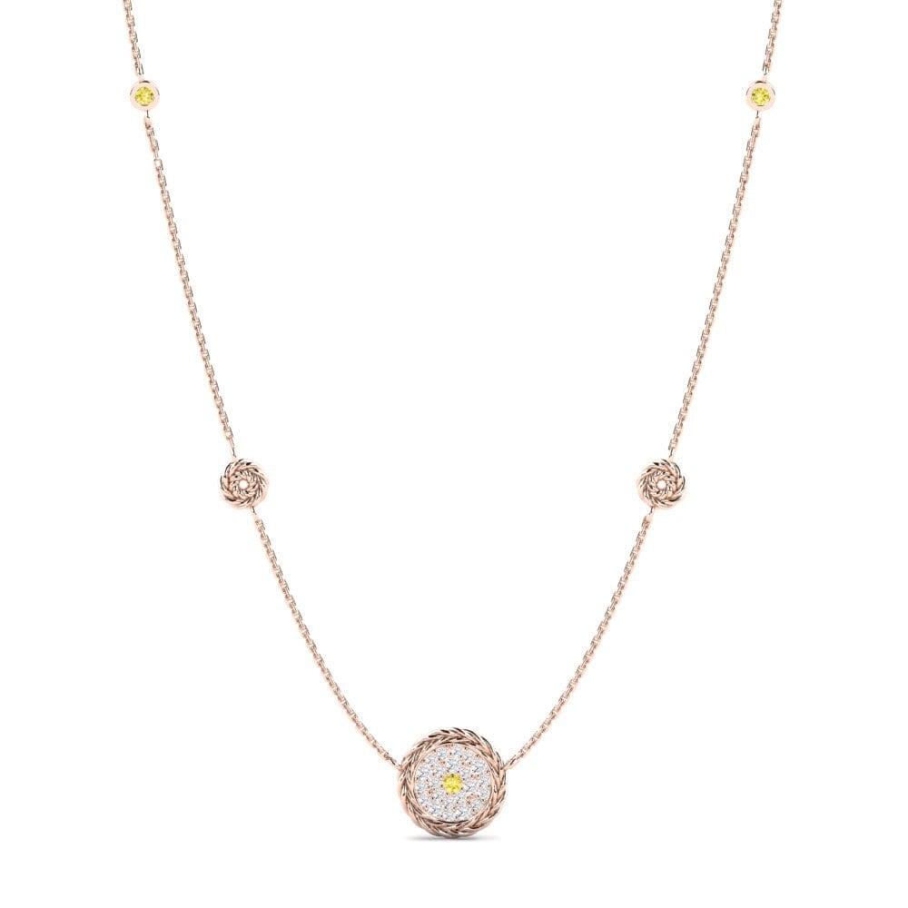 9ct Rose Gold Yellow Sapphire Women's Necklace Secretion