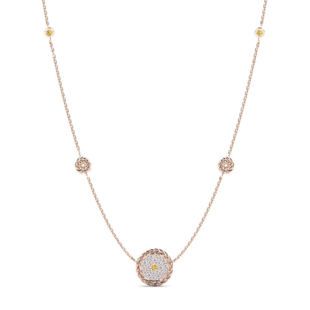 9ct Rose Gold Yellow Diamond Women's Necklace Secretion