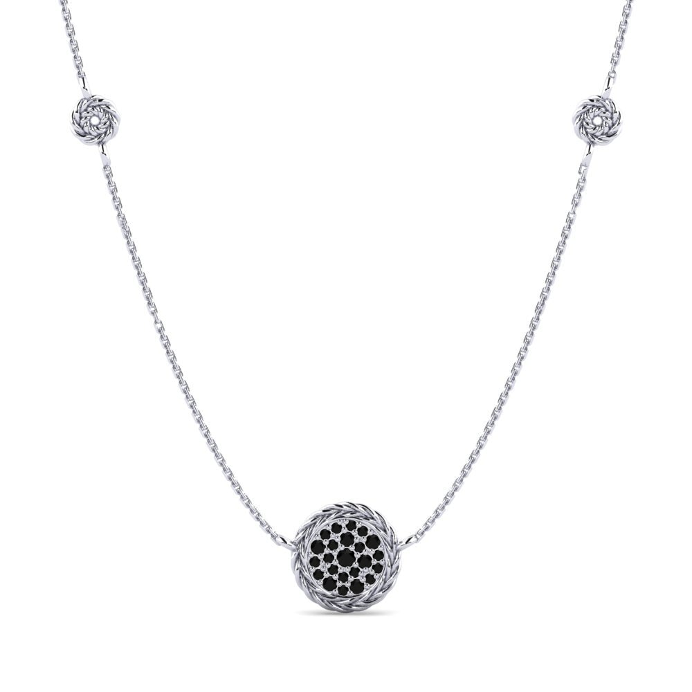 White Silver Black Diamond Women's Necklace Secretiveness