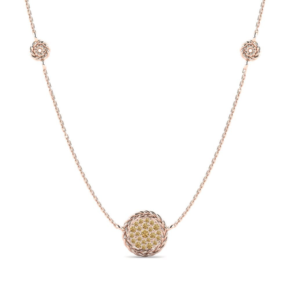 9ct Rose Gold Brown Diamond Women's Necklace Secretiveness