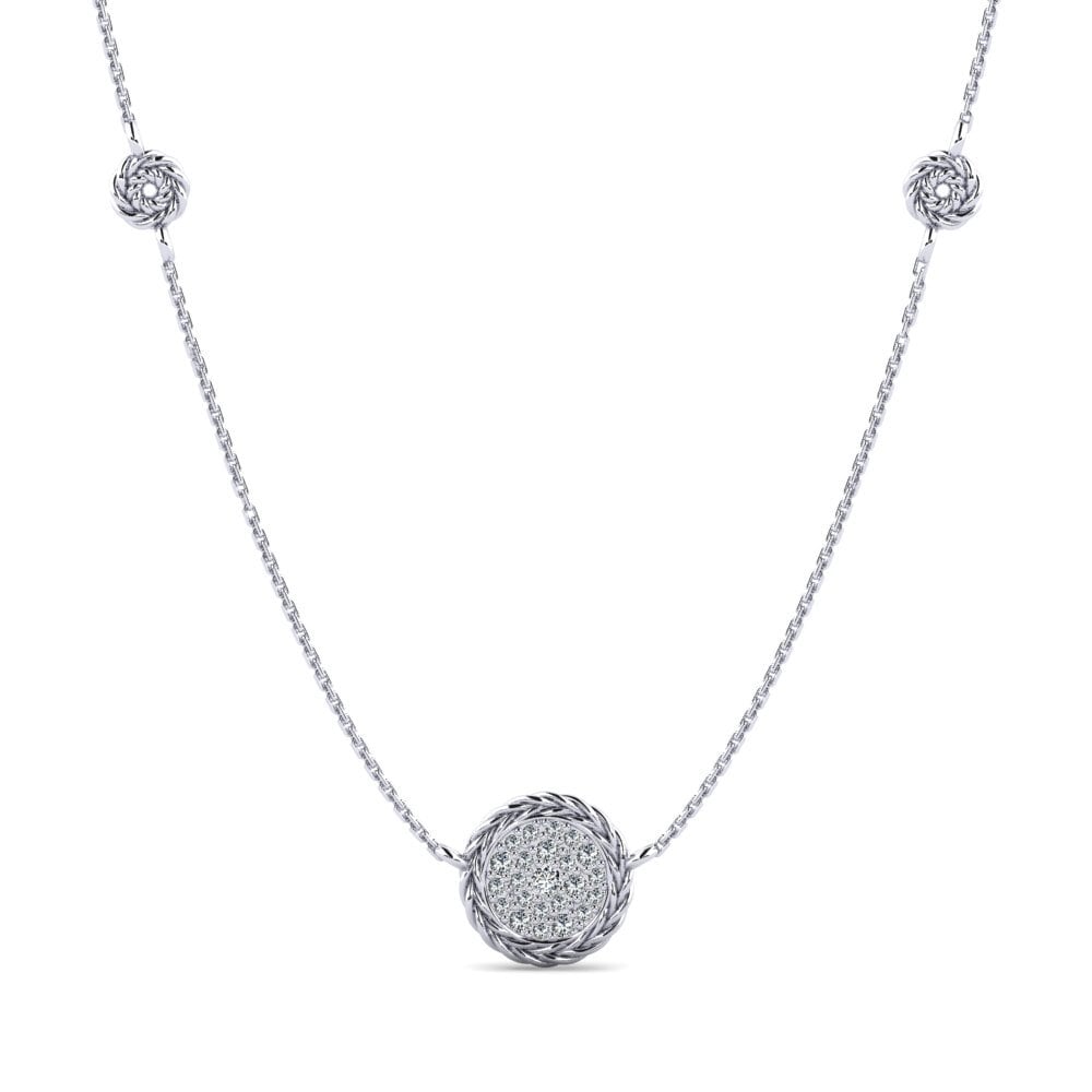 9ct White Gold Zirconia Women's Necklace Secretiveness
