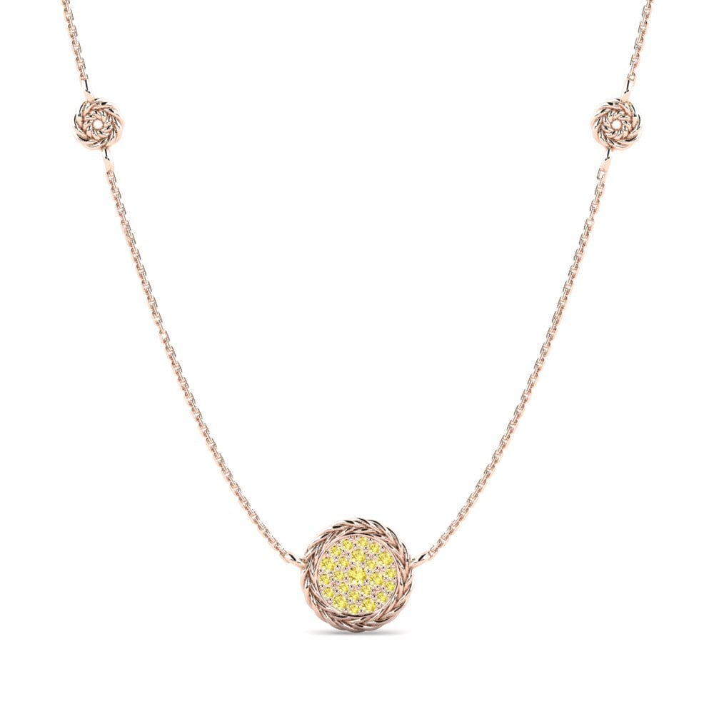 9ct Rose Gold Yellow Sapphire Women's Necklace Secretiveness