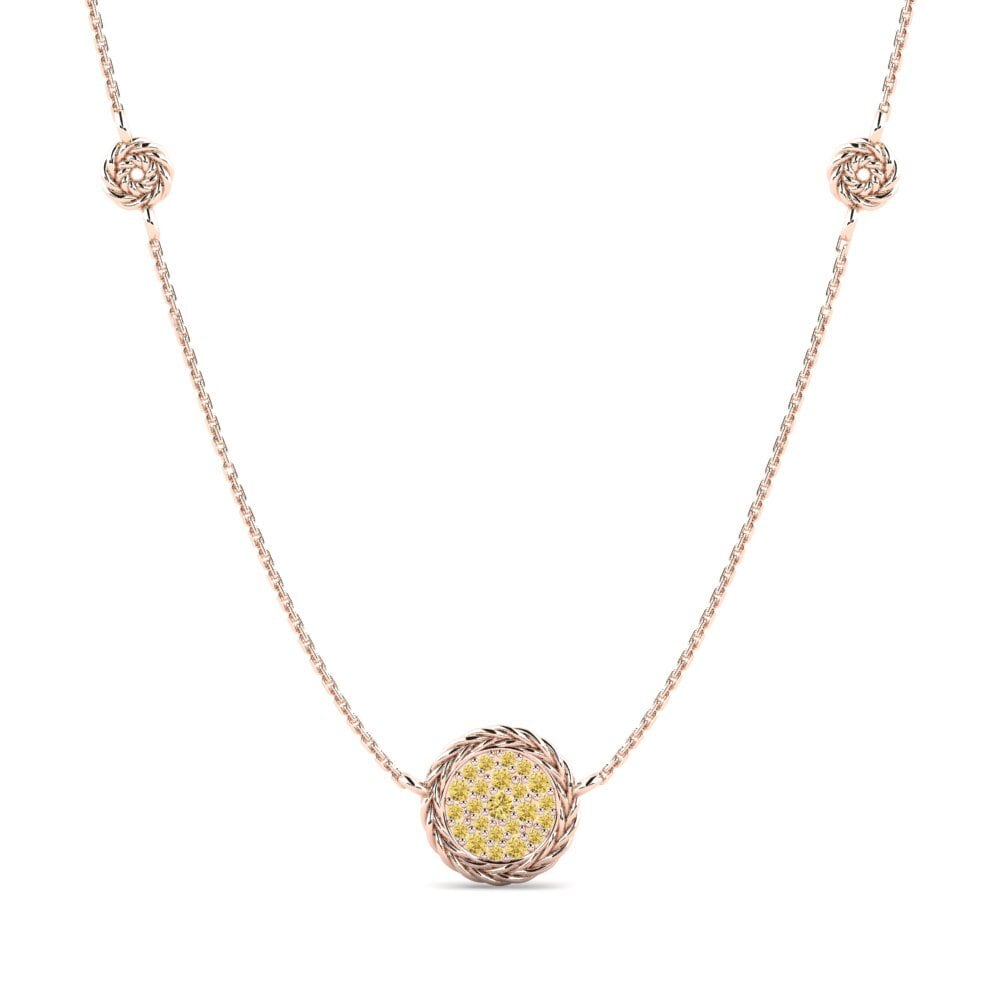 9ct Rose Gold Yellow Diamond Women's Necklace Secretiveness
