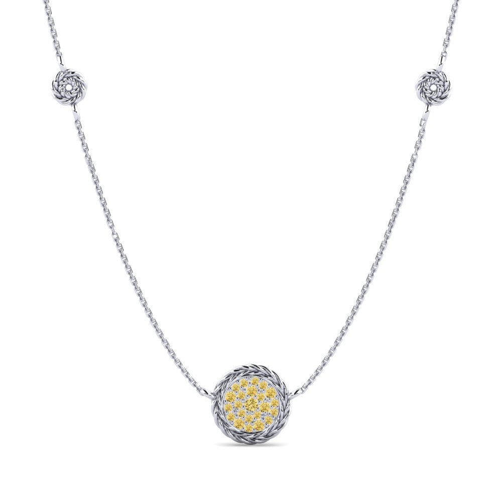 9ct White Gold Yellow Diamond Women's Necklace Secretiveness