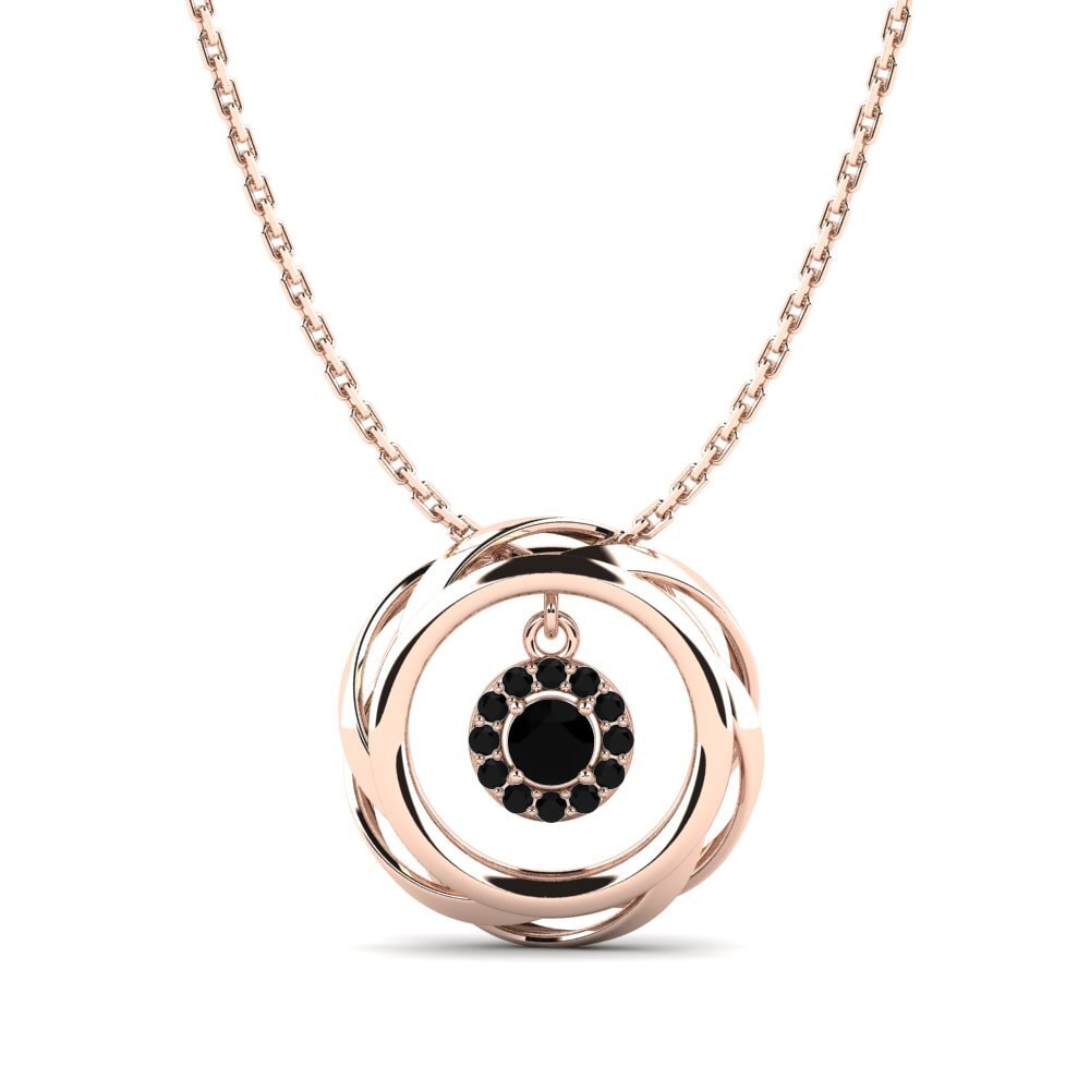 14ct Rose Gold Black Diamond Women's Pendant Sedia