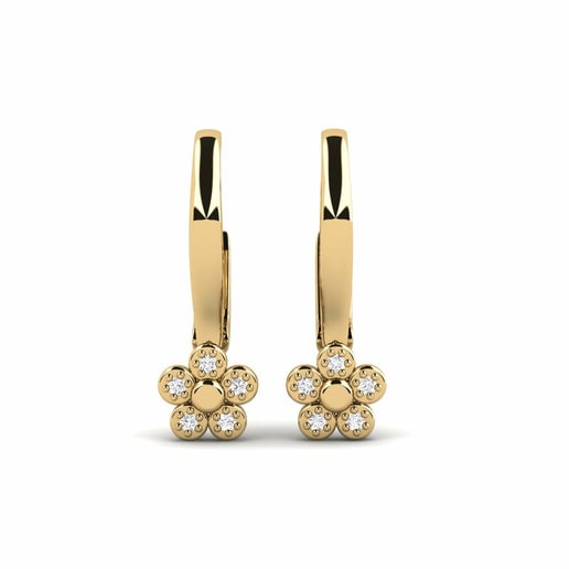 Kids Earring Sefate 585 Yellow Gold & White Sapphire