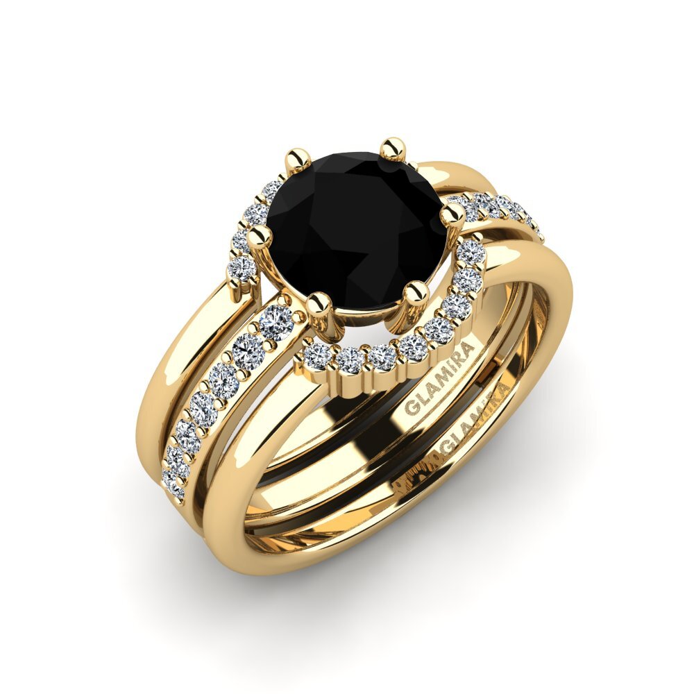 Black Sapphire Ring Segd - SET