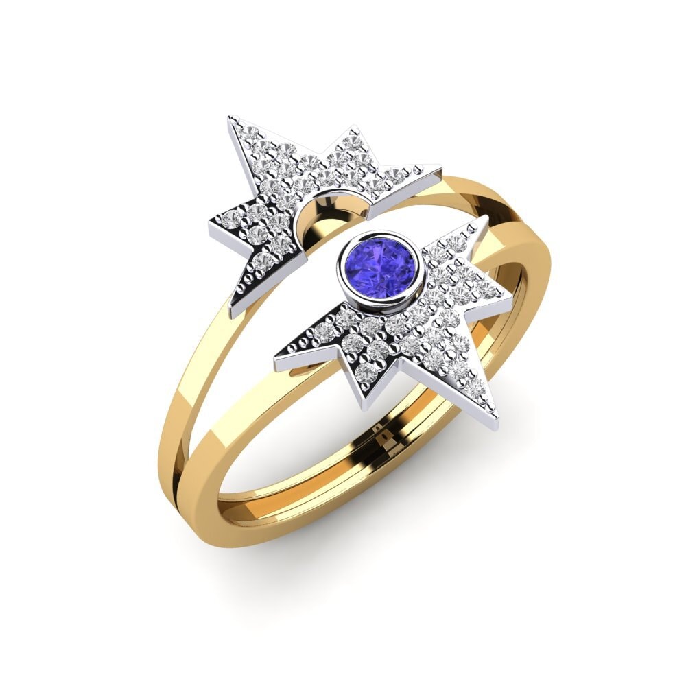 14ct Yellow & White Gold Tanzanite Ring Seginus