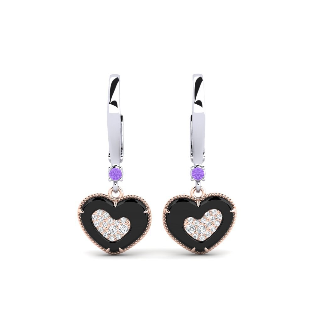9ct Rose & White Gold Amethyst Women's Earring Segui