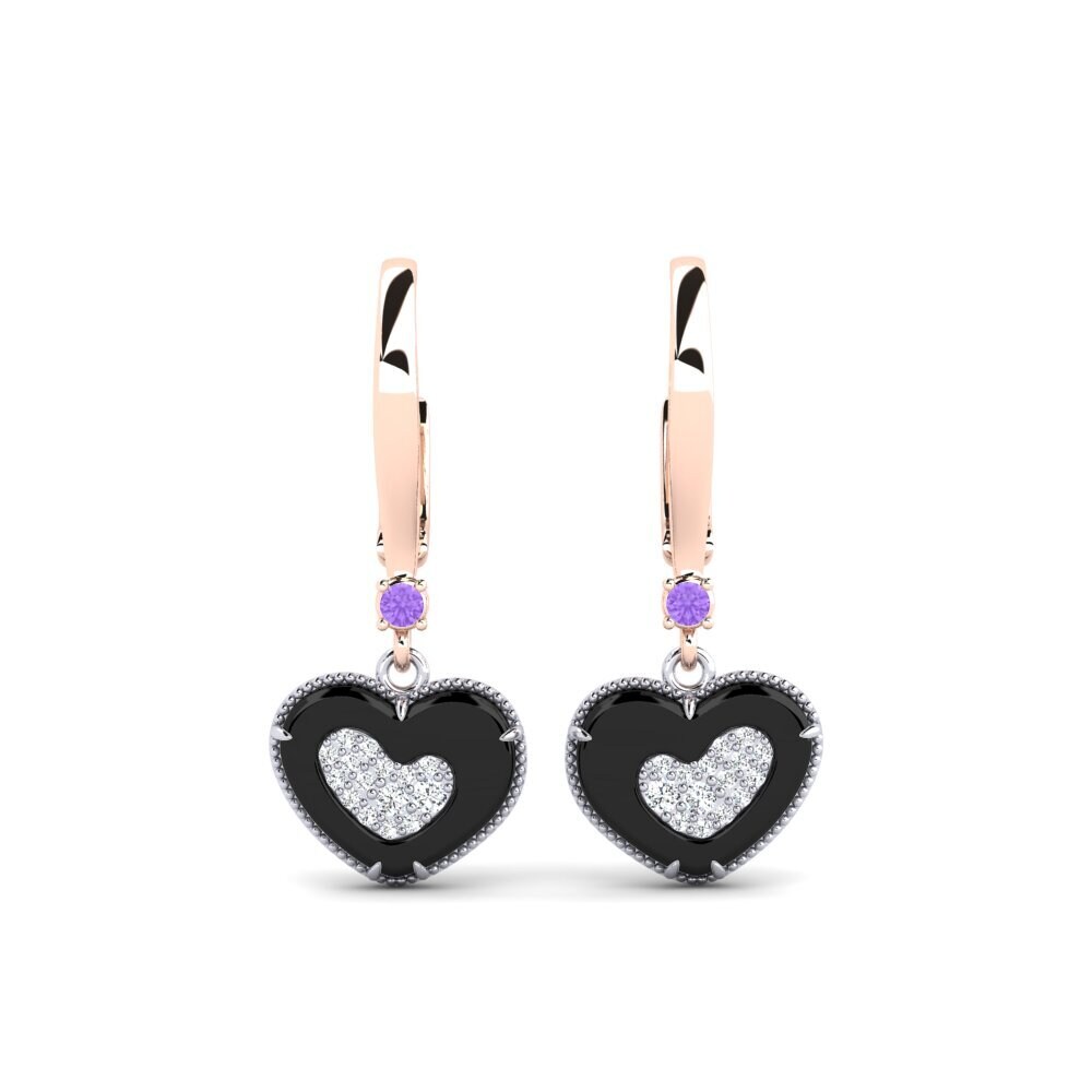 18ct White & Rose Gold Amethyst Women's Earring Segui