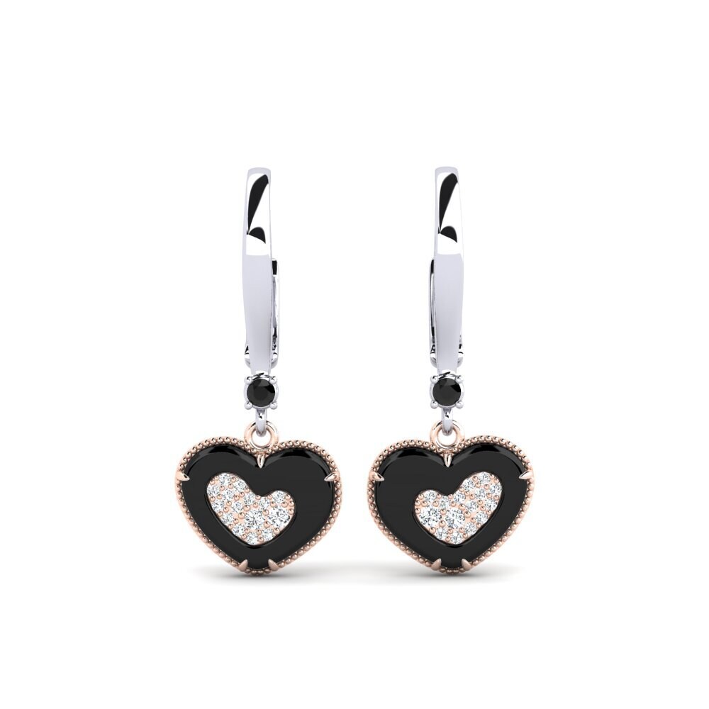14ct Rose & White Gold Black Onyx Women's Earring Segui