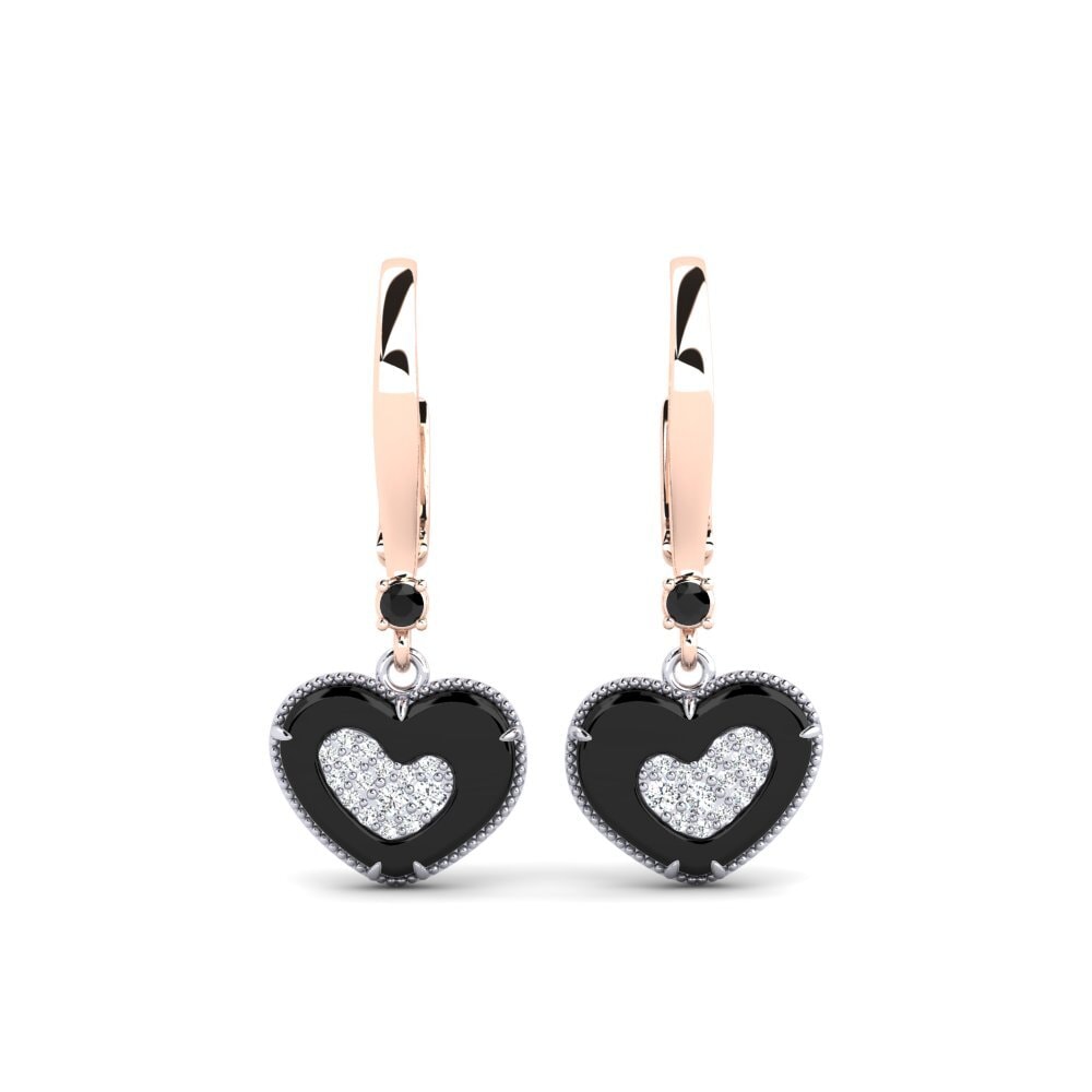 14ct White & Rose Gold Black Onyx Women's Earring Segui