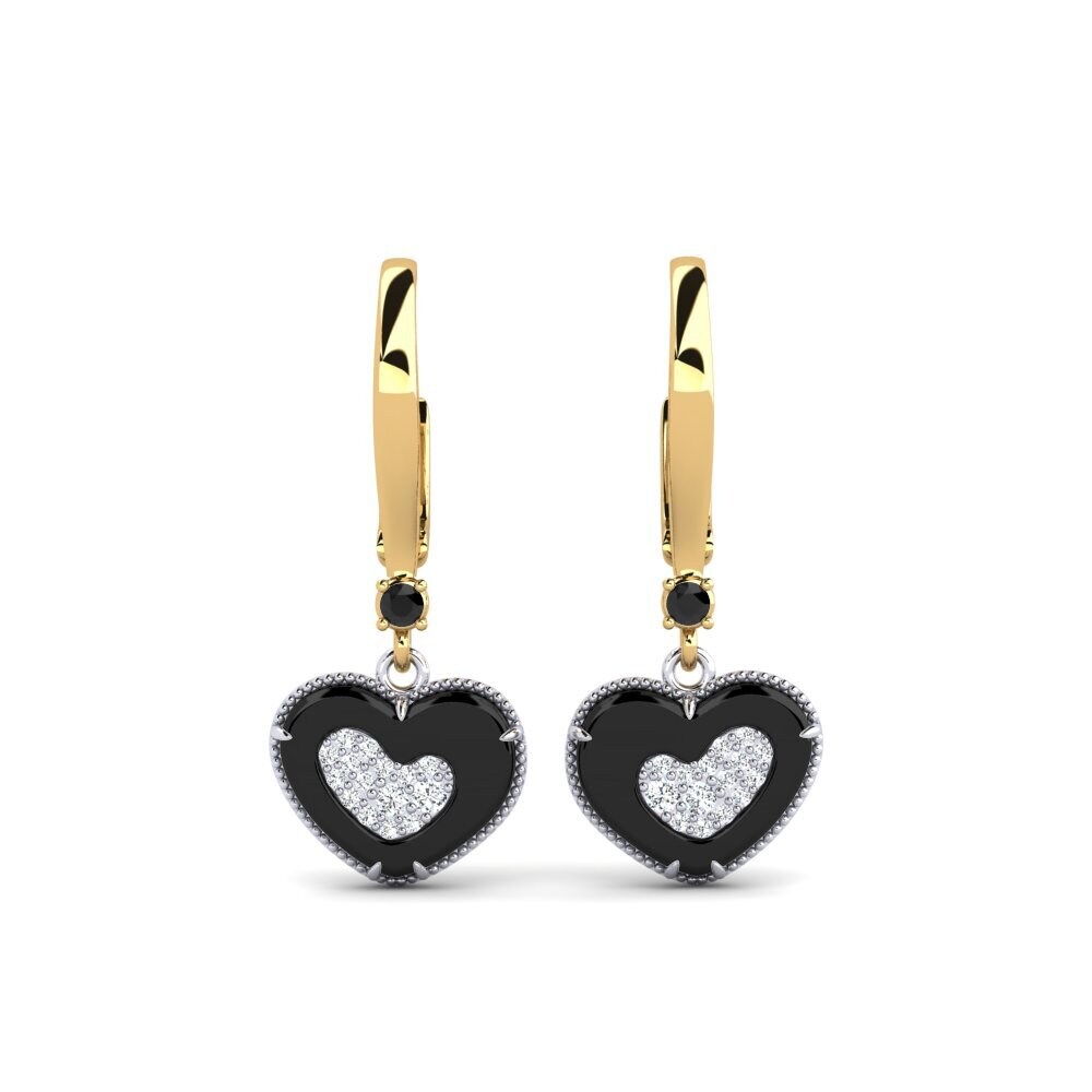 9ct White & Yellow Gold Black Onyx Women's Earring Segui