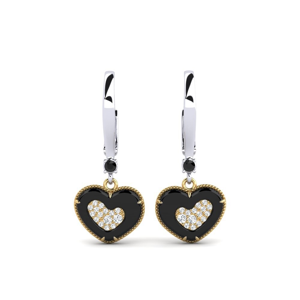 14ct Yellow & White Gold Black Onyx Women's Earring Segui