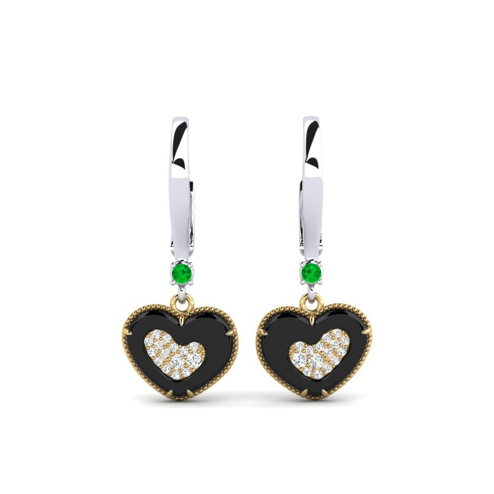 14ct Yellow & White Gold Emerald Women's Earring Segui