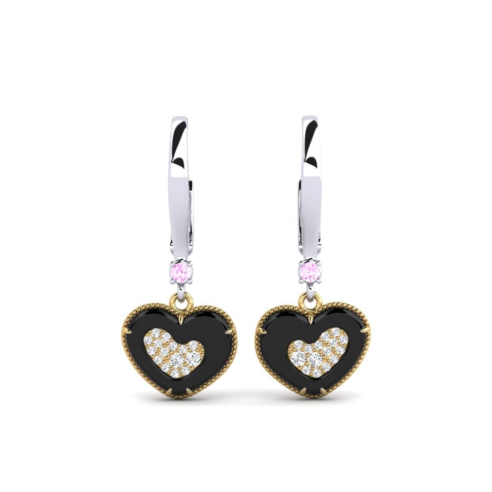 14ct Yellow & White Gold Pink Sapphire Women's Earring Segui