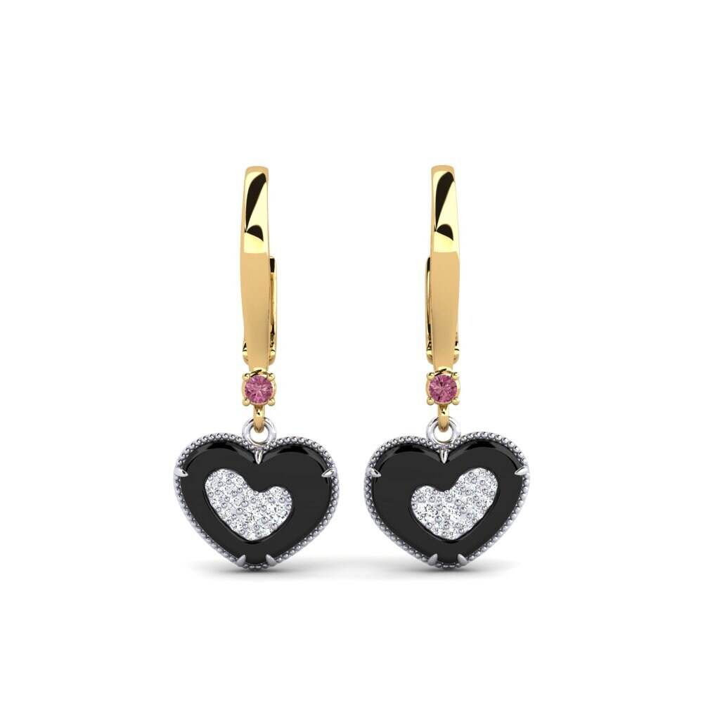 14ct White & Yellow Gold Rhodolite Garnet Women's Earring Segui