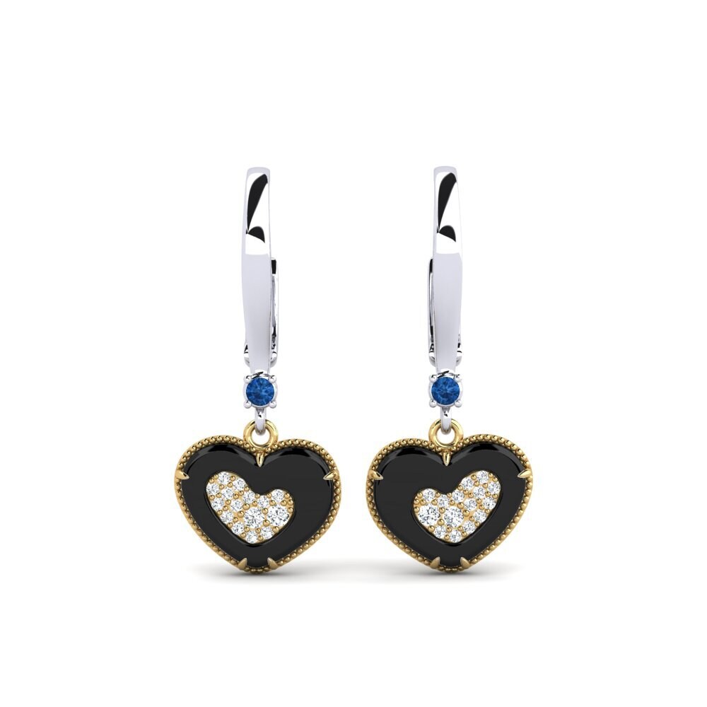 9ct Yellow & White Gold Dark Blue Zirconia Women's Earring Segui