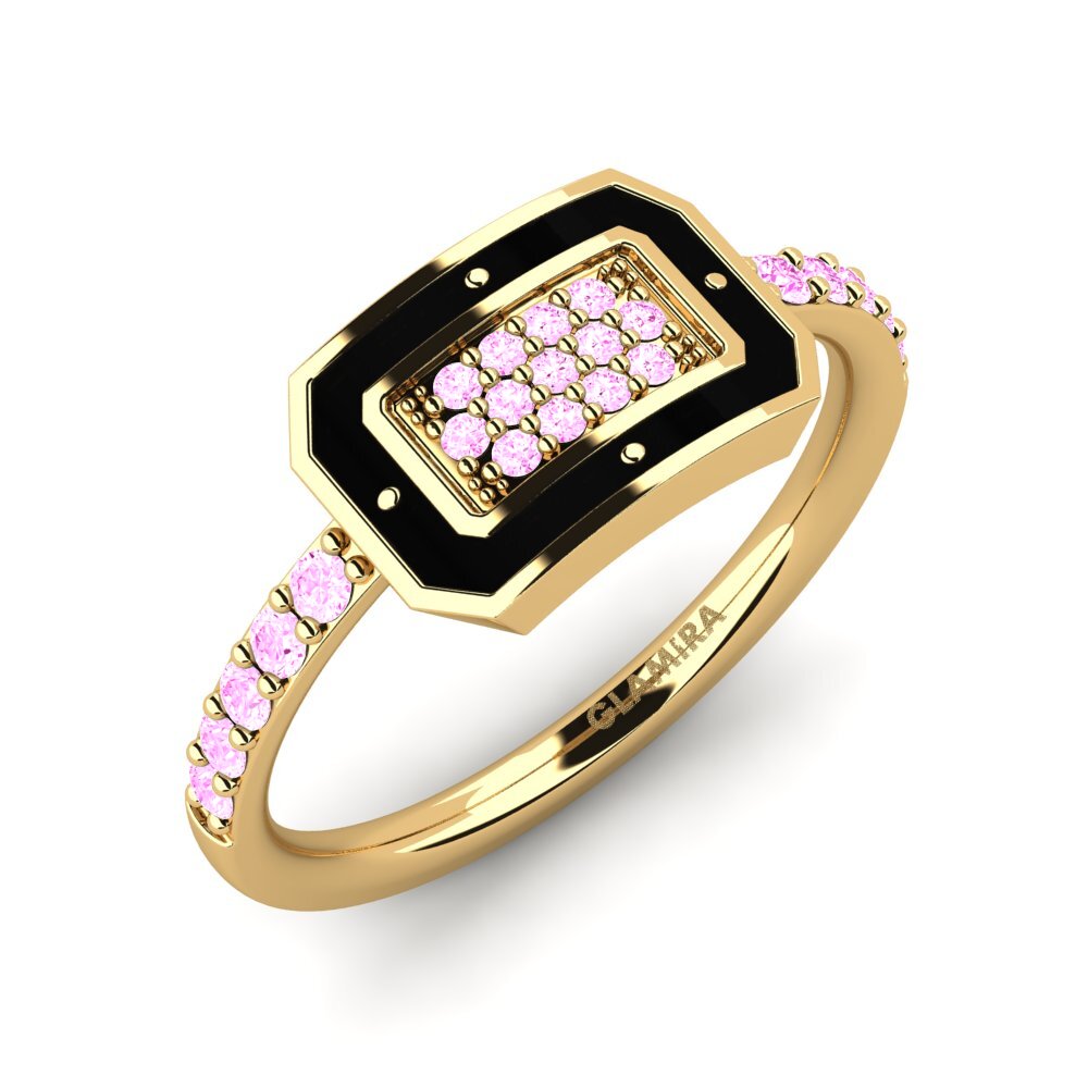 Or Jaune 14k Saphir Rose Bague Seiber