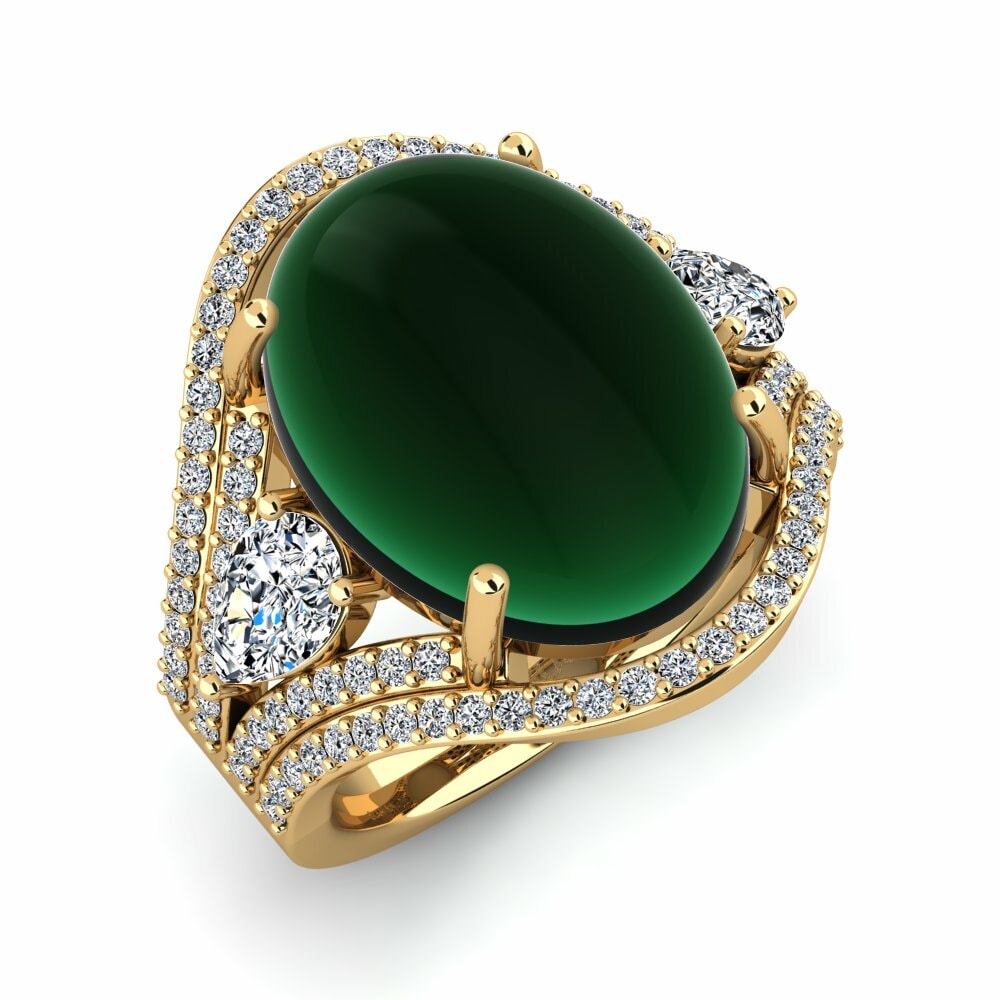 Or Jaune 18k Émeraude Cabochon Bague Selestia