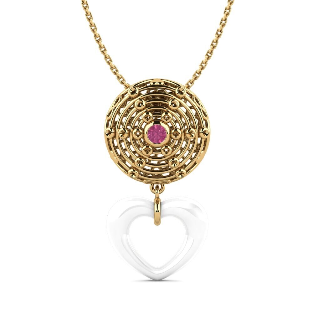 14ct Yellow Gold Pink Tourmaline Women's Pendant Selph