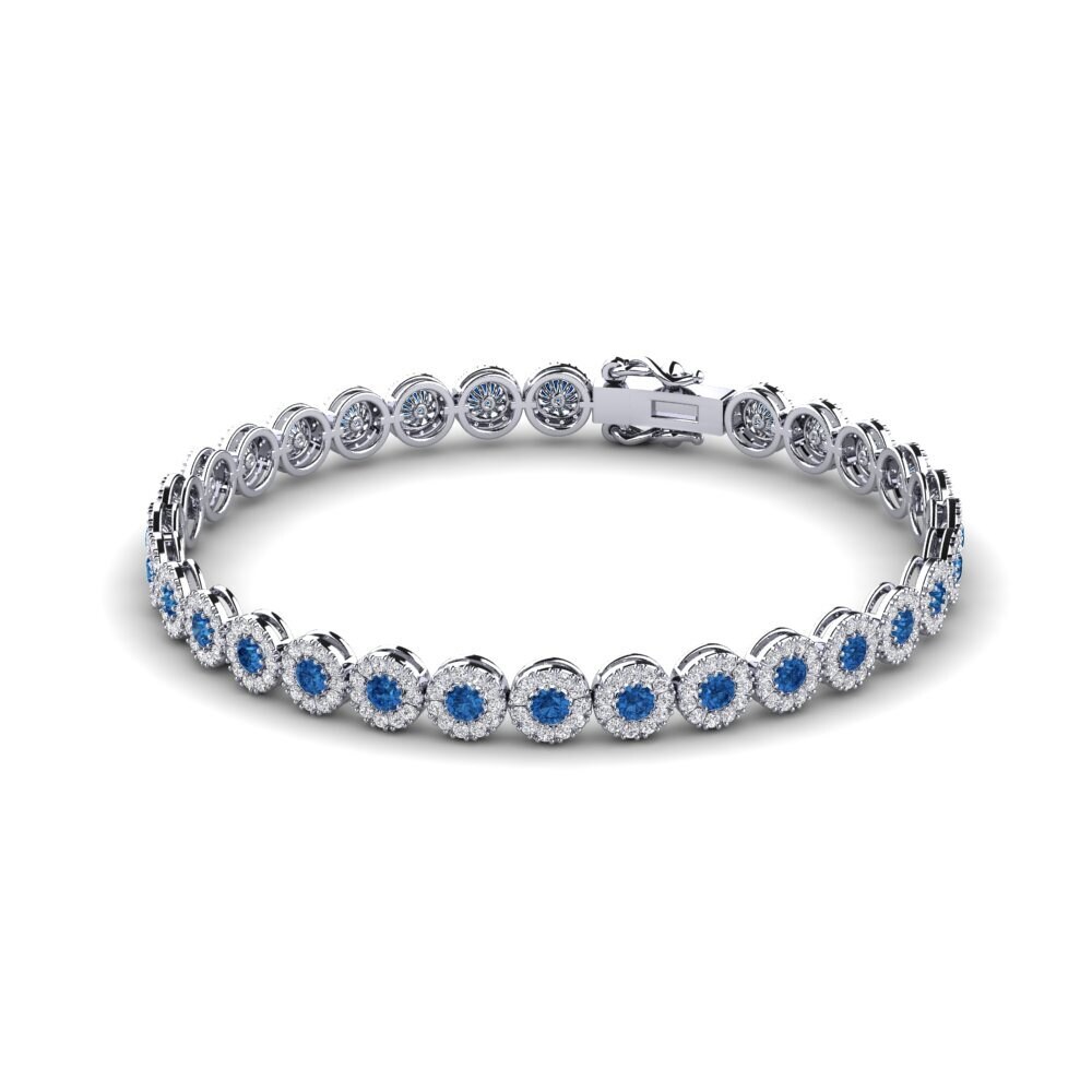 White Silver Dark Blue Zirconia Women's Bracelet Selvy