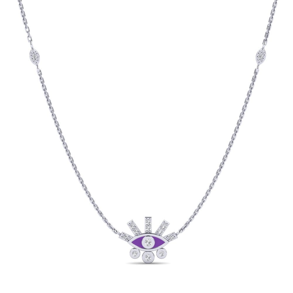 9k Oro Blanco Diamante Collar de Mujer Selyes